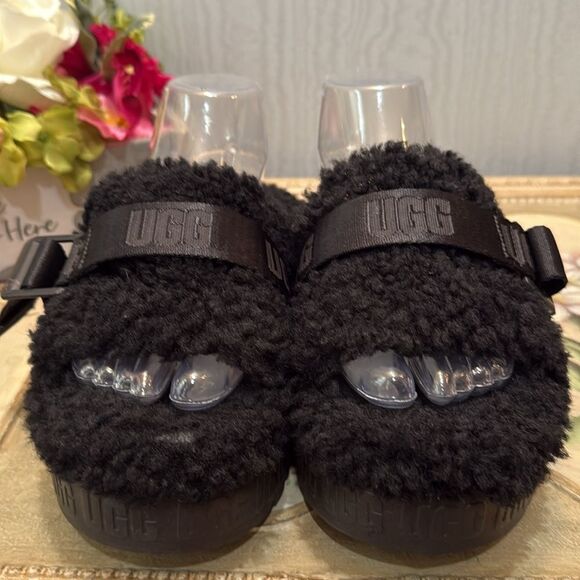 UGG Fluffita Slide Sandals Black Women’s Sz 7 - Picture 6 of 16
